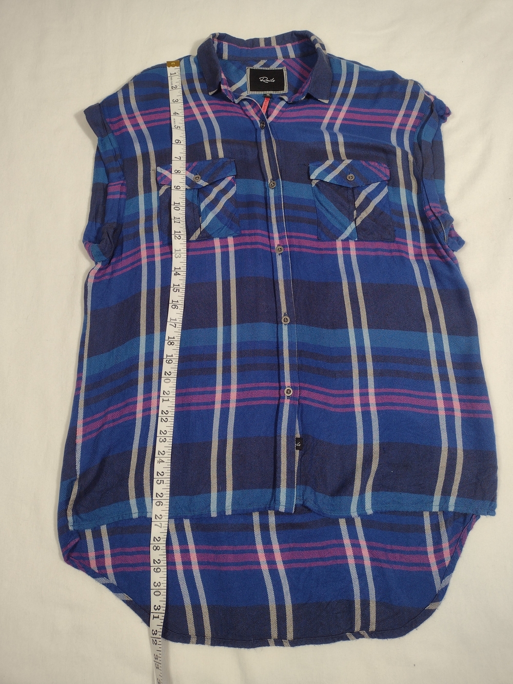 Rails x Free People Plaid Flannel Sleeveless Button Down Britt Top Blue Purple - Picture 15 of 16